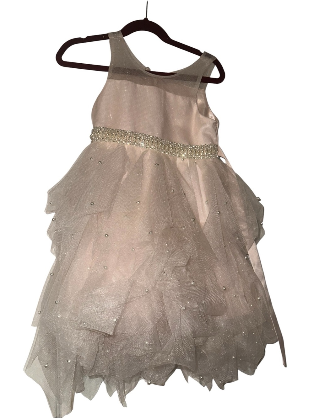 4T American Princess Light Pink Tulle Party Dress with Pearl Accents